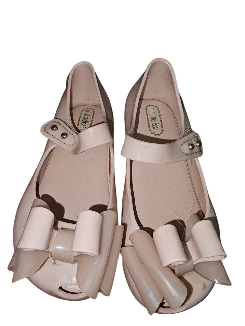 Mini Melissa Girls Pale Pink Bow Mary Jane Flats